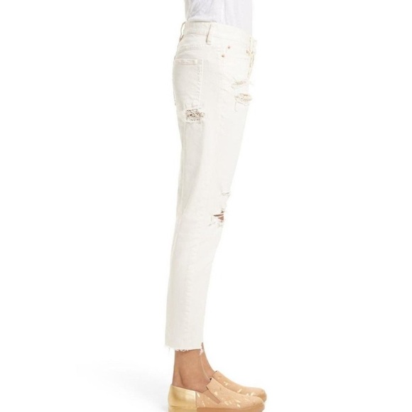 FREE PEOPLE Lacey Stilt Distressed Jeans White 27 - Picture 2 of 15